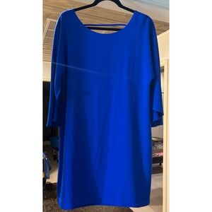 Gianni Bini Royal Blue Layered Popover Shift Dress Womens Cobalt Blue 3/4 Slv